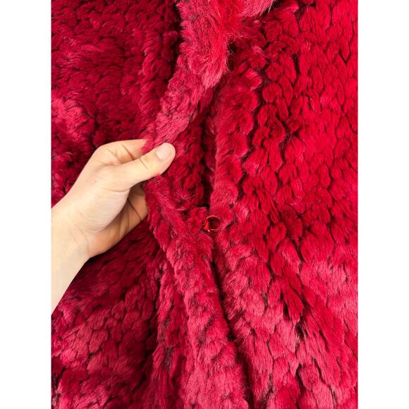 Alpine Studio Faux Fur Coat Womens 1X Red Plush Y2K Cozy Winter Jacket Gorpcore - Picture 8 of 9